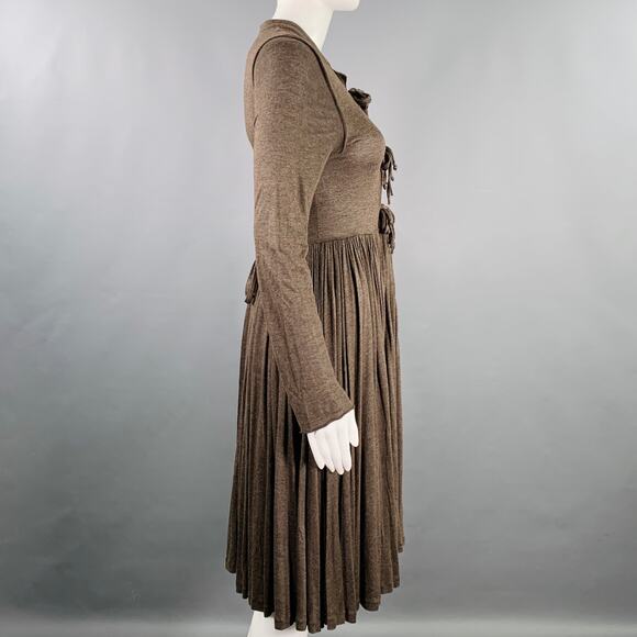 STELLA McCARTNEY Size M Brown Viscose Pleated Dress - Picture 3 of 8